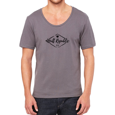 Mutt Diamond Emblem Men's Wide Neck Asphalt T-shirt