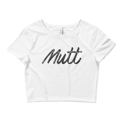 Mutt Script Women's Crop Top White