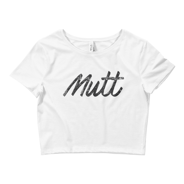 Mutt Script Women's Crop Top White