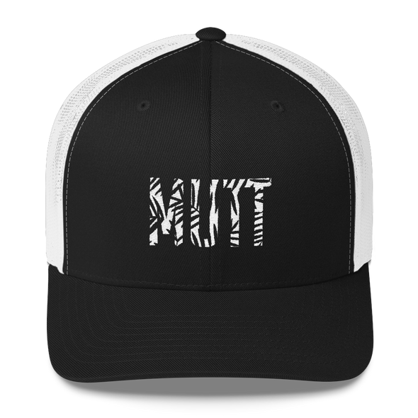 Mutt Tropical Trucker Hat Black and White